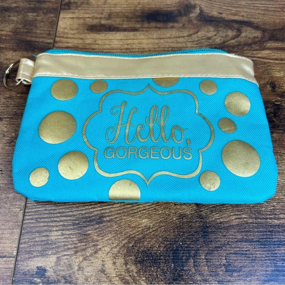 Hello Gorgeous Turquoise & Gold Makeup Bag